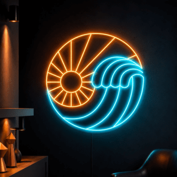 Sea With The Sun Led Sign Summer Beach Lover Neon Light Sunset Led Sign Room Decor