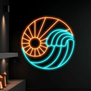 Sea With The Sun Led Sign Summer Beach Lover Neon Light Sunset Led Sign Room Decor