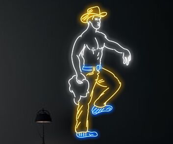 Sexy Bikini Cowboy Man Texas Led Neon Sign