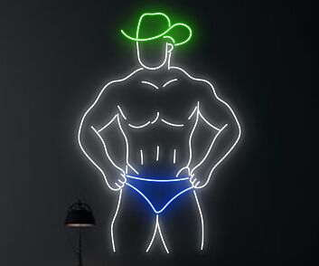 Sexy Bikini Cowboy Man Texas Led Neon Sign Howdy Gay Man Neon Light Christmas Decor