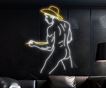 Sexy Bikini Cowboy Man Texas Led Neon Sign Sexy Body Gay Man Cowboy Hat Led Sign