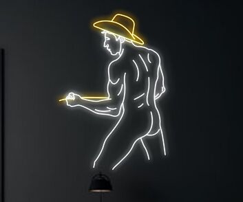 Sexy Bikini Cowboy Man Texas Led Neon Sign Sexy Body Gay Man Cowboy Hat Led Sign
