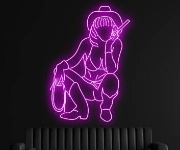 Sexy Cowgirl Bar Cowboy Hanging Led Neon Sign Light Bar Decor