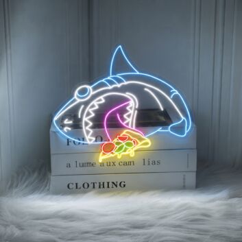 Shark Eat Pizza Led Neon Sign Funny Shark Shark Neon Light