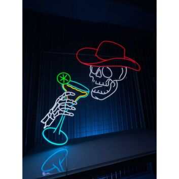 Skeleton Cowboy Drinking Tequila Led Neon Sign