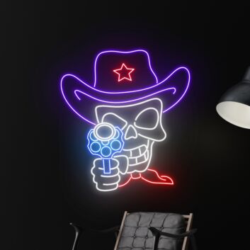 Skeleton Cowboy Shooting Led Neon Sign