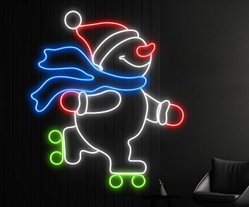 Snowman Skateboarding Led Neon Sign Snowman Merry Christmas Led Sign