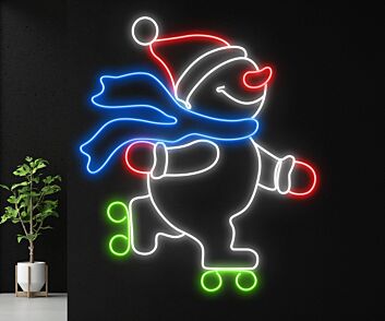 Snowman Skateboarding Led Neon Sign Snowman Merry Christmas Led Sign
