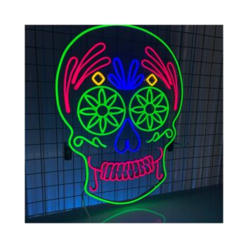 Sugar Skull Head Led Neon Sign Skeleton Colorful Led Sign Custom Sugar Skull Neon Light