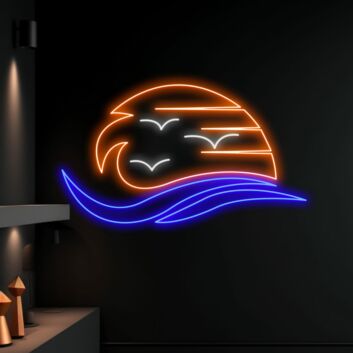 Sunrise Led Neon Sign Sea With The Sun Led Sign Summer Beach Lover Neon Light