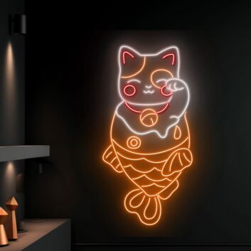 Taiyaki Led Neon Sign Lucky Cat Light Shop Decor Happy New Year