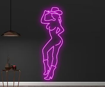 Texas Cowgirl Neon Led Sign Cowgirl Bar Hanging Led Neon Sign Light Bar Decor