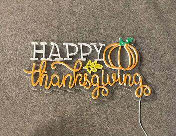HAPPY Thanksgiving with Pumpkin LED Neon Sign