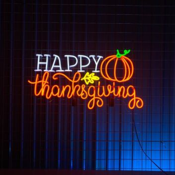 HAPPY Thanksgiving with Pumpkin LED Neon Sign