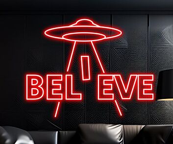Ufo Believe Led Neon Sign Spaceman Decor