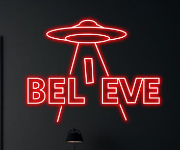 Ufo Believe Led Neon Sign Spaceman Decor