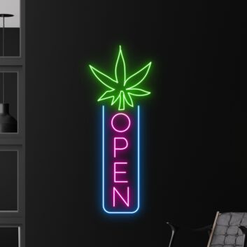 Weed Leaf Open Logo Led Neon Sign Smoking Machine Led Sign Smoking Shop Neon Light Shop