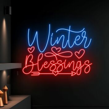 Winter Blessings Text Christmas Led Neon Sign Merry Christmas Neon Light Christmas Decor