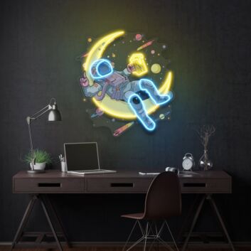 Astronauts Drinking Beer Light Space Uv Neon Light Bedroom Decor