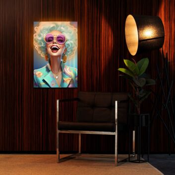 Lady Laughing Uv Light Art Radiant Neon Decor Piece