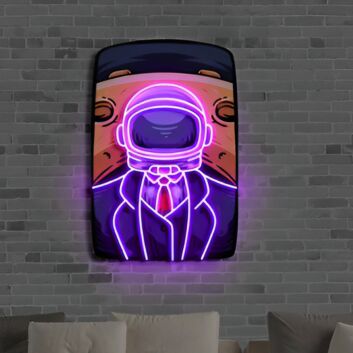 Man On The Moon Uv Printed Neon Artwork