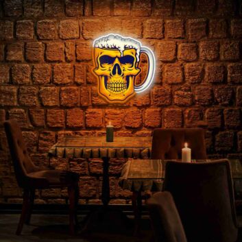 Skull Beer Neon Art Uv Light Led Masterpiece