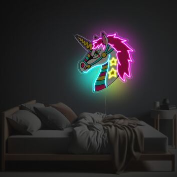 Colorful Unicorn With Pink Hair LED Neon Acrylic Artwork