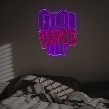 Good Vibes Only Stacked Block Lettering LED Neon Sign