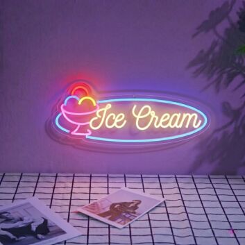 Ice Cream With Three Color Ice Cream Ball LED Neon Sign