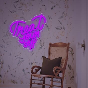 Heart-Shaped Treat Yourself LED Neon Sign