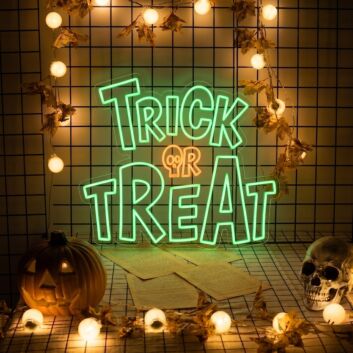 Trick Or Treat With Skull LED Neon Sign