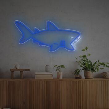 Fierce Big White Shark LED Neon Sign