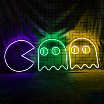 Pac Man Chasing Ghosts LED Sign