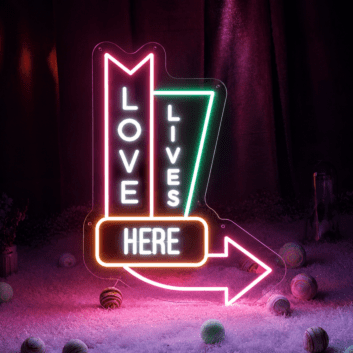 Vintage Love Lives Here Neon Sign