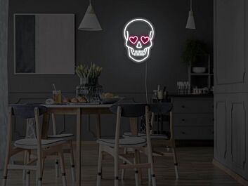 Heart Eyes Skull Neon Sign