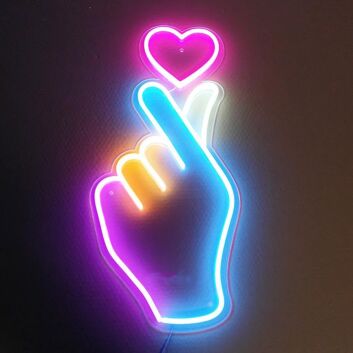Finger Heart Neon Sign