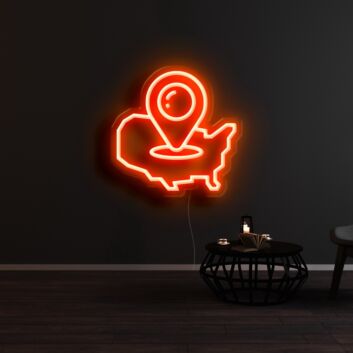 Mexico Map Pin Neon Sign