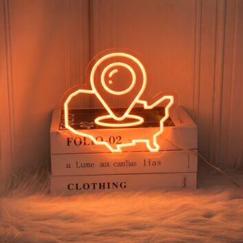 Mexico Map Pin Neon Sign