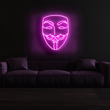 V for Vendetta Mask Neon Sign