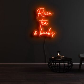 Rain Tea And Books Neon Sign