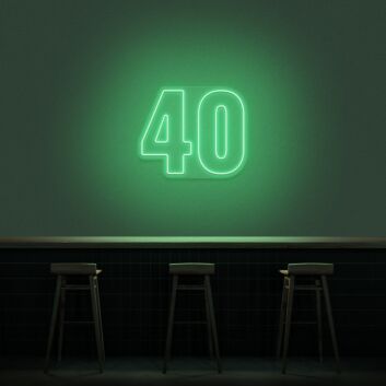 40 Neon Number Neon Sign
