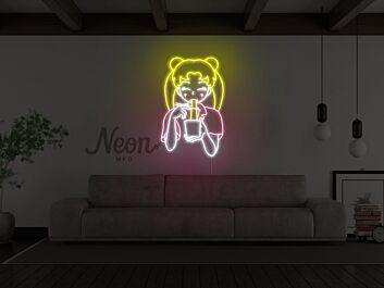 Anime Ramen Girl Liquid Neon Sign