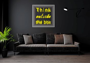 Think Outside The Box Yellow Infinity Mirror Neon Sign