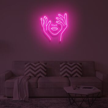 Woman Covering Her Eyes LED Neon Sign
