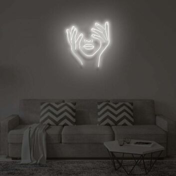 Woman Covering Her Eyes LED Neon Sign