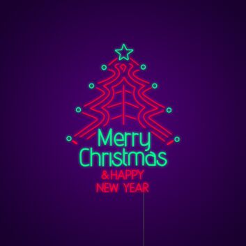 Merry Christmas And Happy New Year Neon Sign