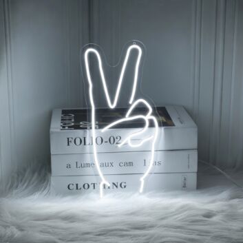 Peace Hand Sign Neon Sign