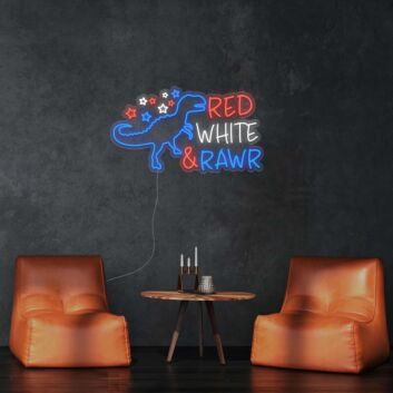 Red White and Rawr Neon Sign