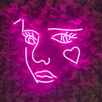 Woman’s Face with Heart LED Neon Sign