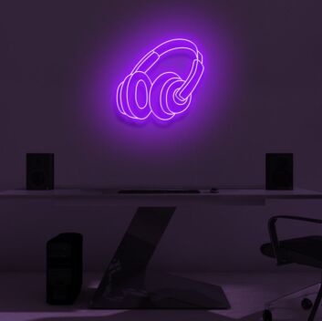 &quot;HEADPHONES&quot; LED Neon Sign
